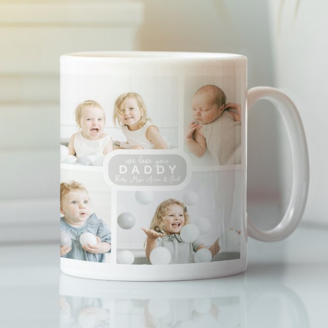 Modern Pappa 4 Foto Grå Kaffemugg (Skapare uppladdad)