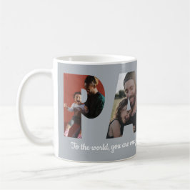 Modern PAPPA 4 Photo Silver Grått Lycklig Fars dag Kaffemugg