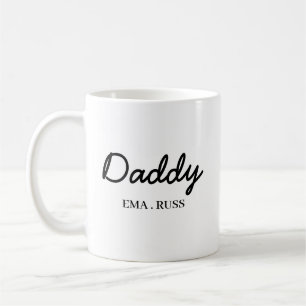 Modern Pappa Barn Namn Fars Dag Skript Design Kaffemugg