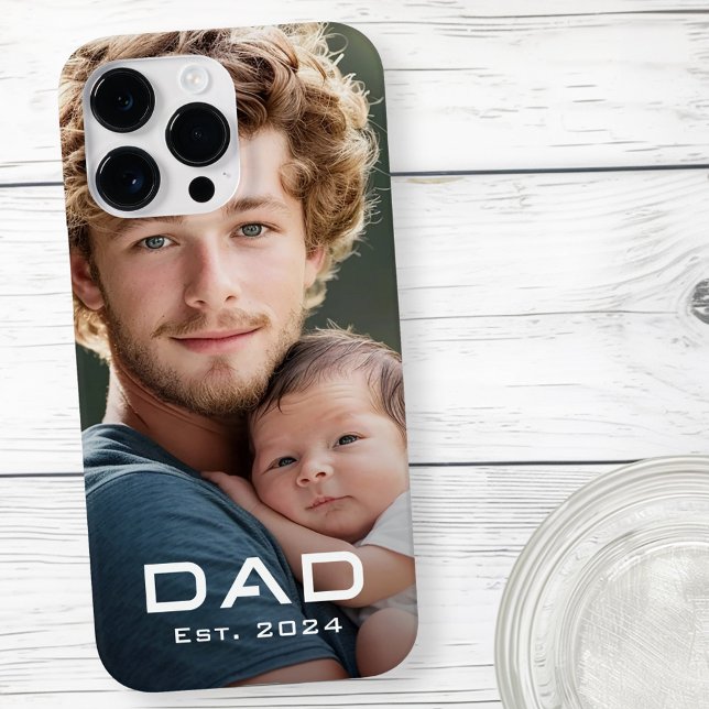 Modern pappa det senaste året fars dag nyfödd bebi (Modern dad est year father's day new baby photo Case-Mate iPhone case)