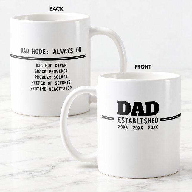 Modern Pappa Establisherat Faderskap Present Kaffemugg (Modern Dad Established Fatherhood Gift Coffee Mug. A thoughtful gift for new dads, proud fathers.)