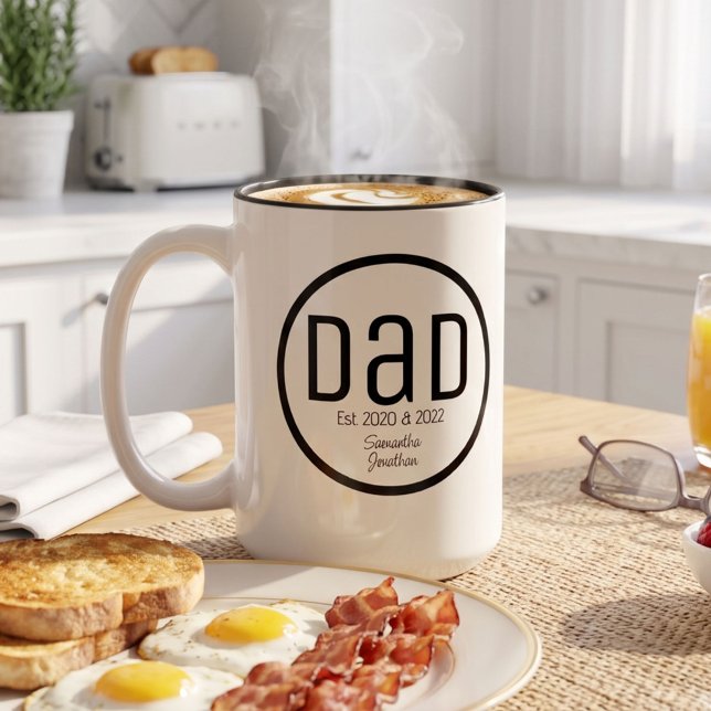 Modern Pappa Etablerad Enkla Barn Namn Två-Tonad Mugg (Skapare uppladdad)
