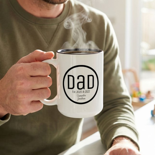 Modern Pappa Etablerad Enkla Barn Namn Två-Tonad Mugg (Skapare uppladdad)