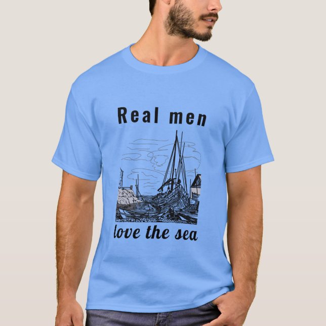 Modern pappa Far Kärlek Sea Blue T-Shirt (Framsida)