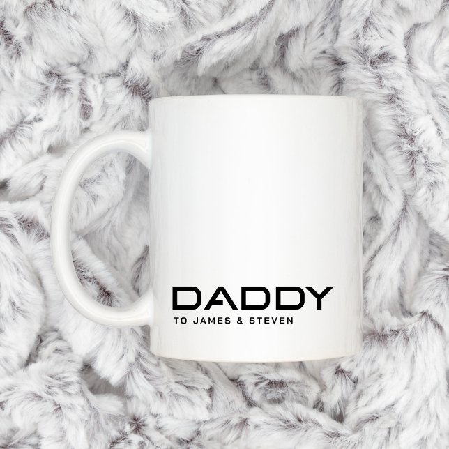 Modern pappa fars dag children namn kaffemugg (Modern daddy father's day kids names coffee mug)
