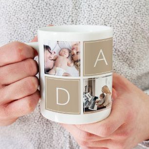 Modern Pappa Foto Collage Anpassad Jättekaffemugg Jumbo Mugg