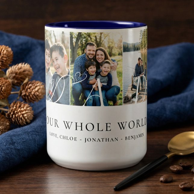 Modern Pappa Foto Collage Fars dag present Minness Två-Tonad Mugg (Modern Dad Photo Collage Fathers Day keepsake Gift Two-Tone Coffee Mug)