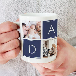 Modern pappa Photo Collage Anpassningsbar Giant Co Jumbo Mugg
