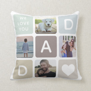 Modern Pappa Photo Collage Fars dag Cute Family Kudde