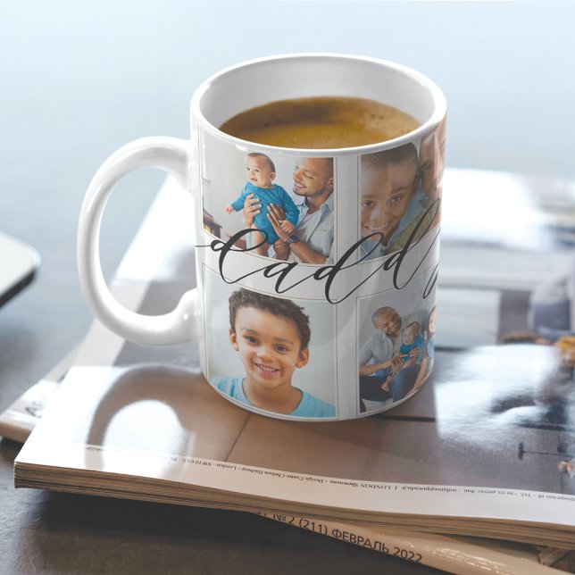 Modern pappa Script Gift for far Photo Collage Kaffemugg (Skapare uppladdad)