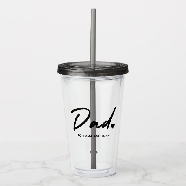 Modern Pappa-skript Barn Namn Take Away Mugg (Framsida)