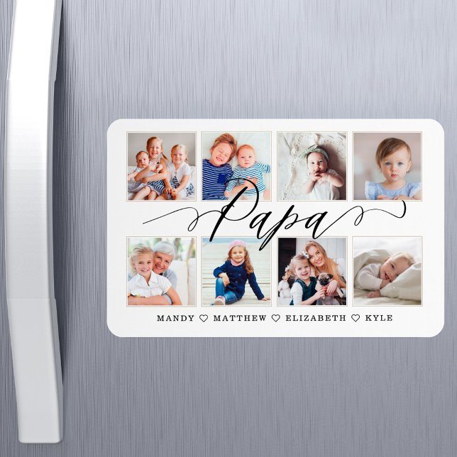 Modern Pappa-skript | Farbarn Fotokollage Magnet (Modern Papa Script | Grandchildren Photo Collage Magnet)