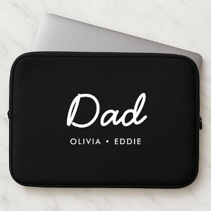 Modern Pappa Svart för Kids Namn Fars dag Laptop Fodral