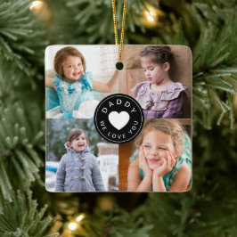 Modern pappa We Kärlek You Photo Collage Julgransprydnad Keramik