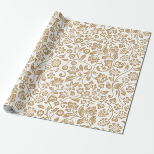 modern Papper för att packa den gyllene blommigte Presentpapper