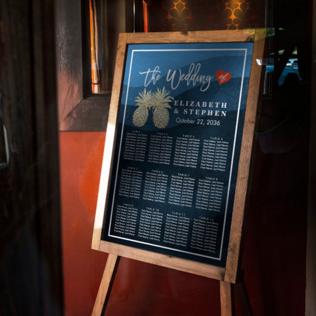 Modern par av ananas i Guld i bröllop Poster (Skapare uppladdad)