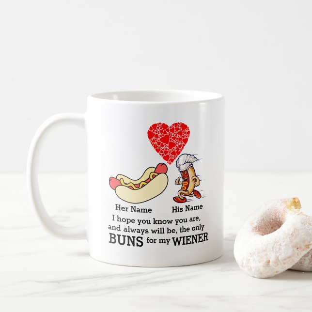 Modern par buntar och wiener älskare anpassningsba kaffemugg (Med munk)
