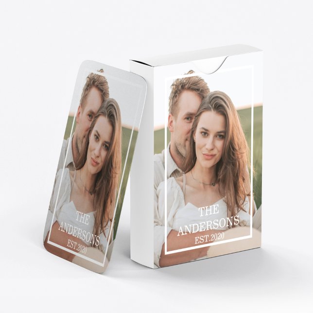 Modern par Collage Photo & Minimal Family Gift Casinokort (Skapare uppladdad)