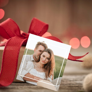 Modern par Collage Photo & Minimal Family Gift Gåvor Etiketter