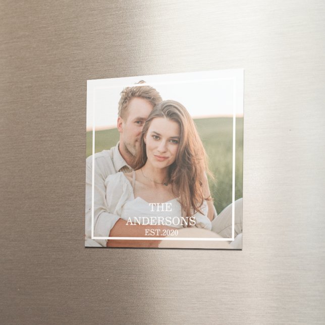 Modern par Collage Photo & Minimal Family Gift Magnet (Skapare uppladdad)