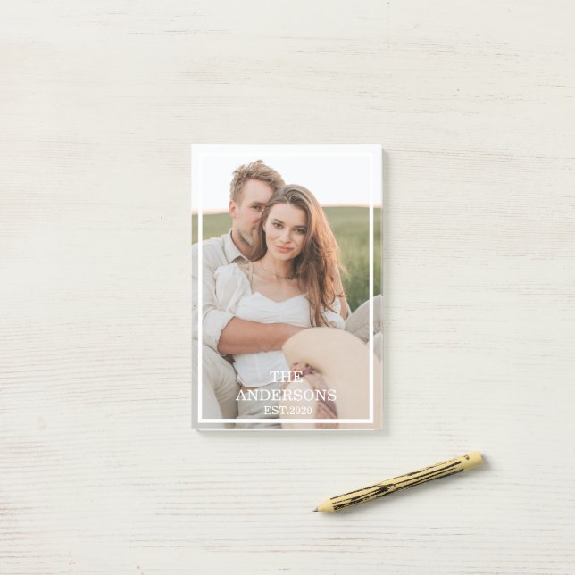 Modern par Collage Photo & Minimal Family Gift Post-it Block (På skrivbordet)