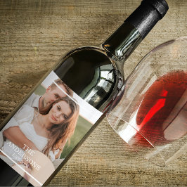 Modern par Collage Photo & Minimal Family Gift Vinflaska Etikett