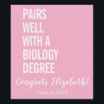 Modern Par Passar Bra Med En Examen I Biologi Utex Vinflaska Etikett<br><div class="desc">Skål för dig, biologisk examen! Vi firar din anmärkningsvärda prestation med en speciell flaska vin med en personlig, rolig etikett. Designen visar en rosafärgad bakgrund med fet vit text som lyder "Passar bra med en examen i biologi". Nedan är "Grattis, [namn]!" elegant skrivet i kalligrafi och "Klass 2024" visas i...</div>