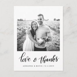 Modern par Photo Kärlek och tack-skript Vykort