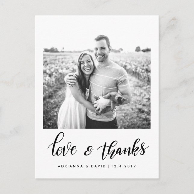Modern par Photo Kärlek och tack-skript Vykort (Framsida)