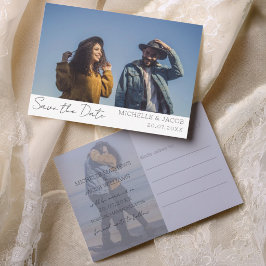 Modern Par Photo Save Date Bröllop Meddelande Vykort