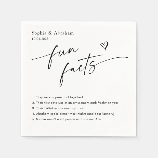 Modern par Roligt Facts Bröllop Pappersservett (Framsidan)