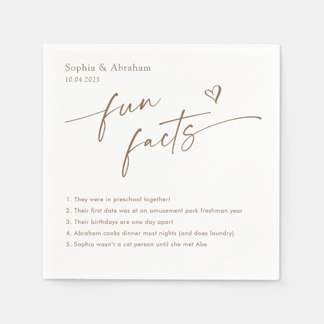 Modern par Roligt Facts Bröllop Pappersservett (Framsidan)