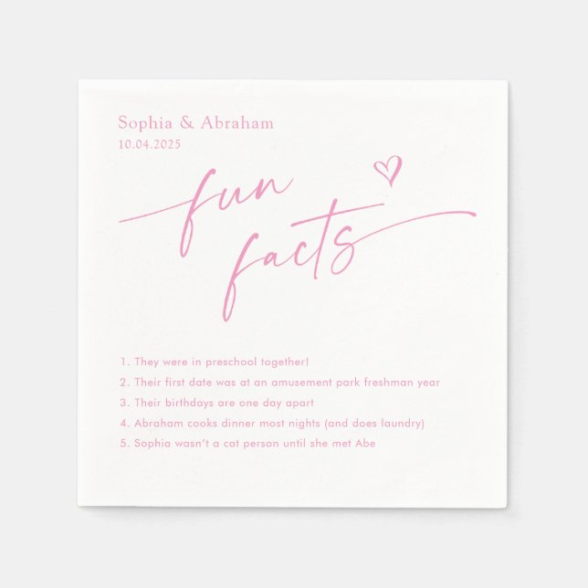 Modern par Roligt Facts Bröllop Pappersservett (Framsidan)