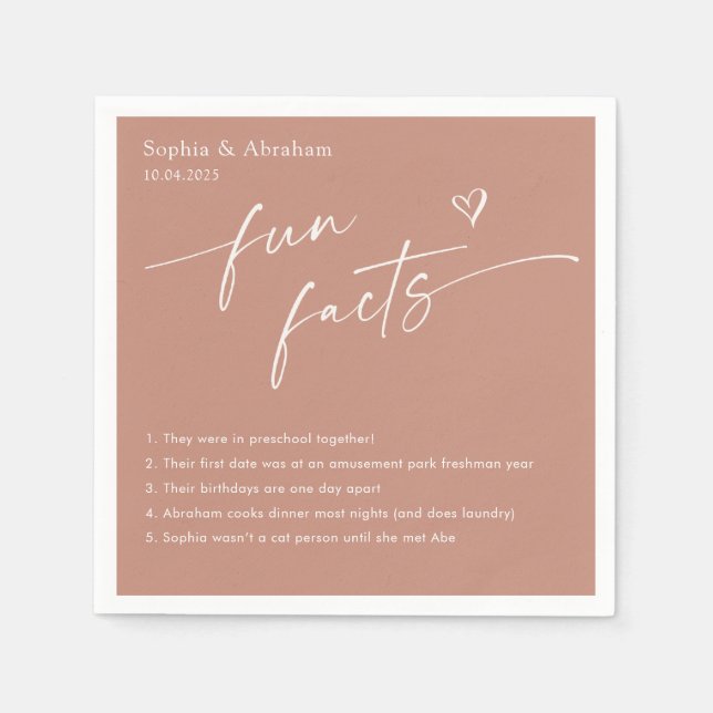 Modern par Roligt Facts Bröllop Pappersservett (Framsidan)