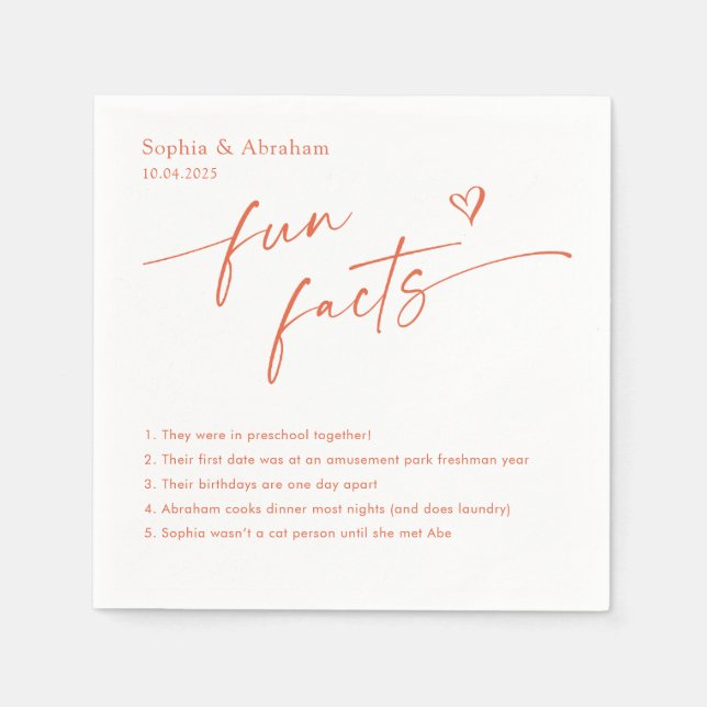 Modern par Roligt Facts Bröllop Pappersservett (Framsidan)