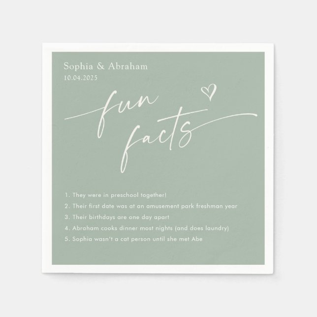 Modern par Roligt Facts Bröllop Pappersservett (Framsidan)