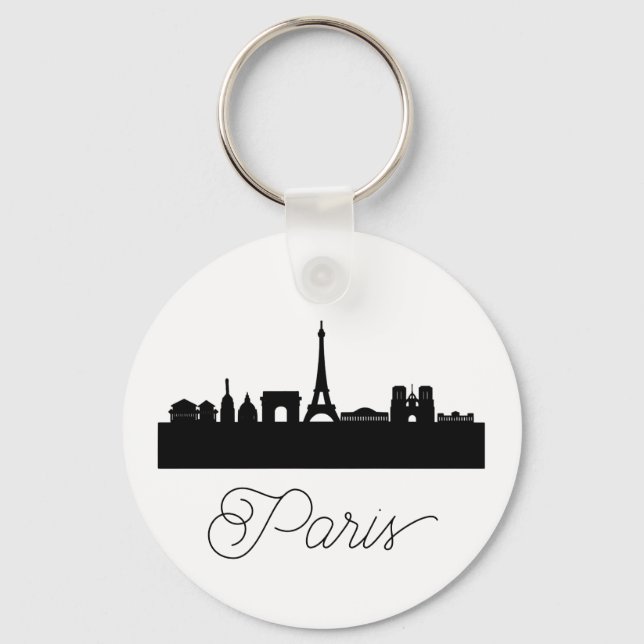 Modern Paris, Frankrike City | Stylized Skyline Nyckelring (Framsida)