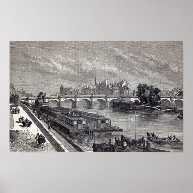 Modern Paris: The Pont Neuf, 1845 Poster (Framsidan)