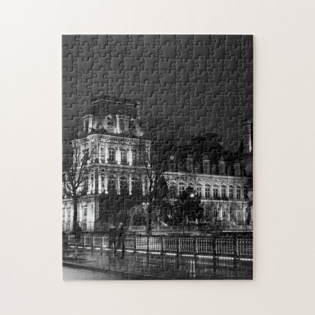 Modern parisisk nattfoto i stadsområden pussel (Vertikal)