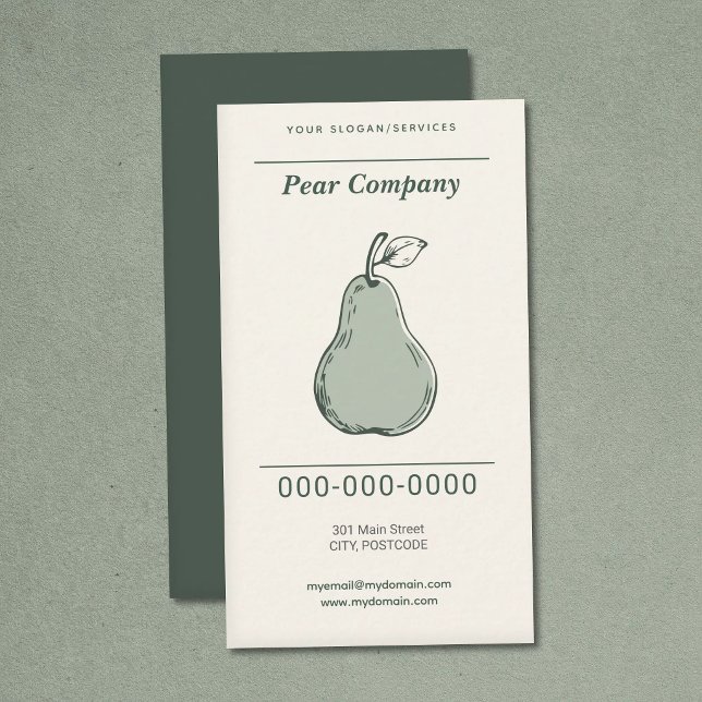 Modern Päron Vertikal Visitkort (Modern Pear Vertical Business Card)