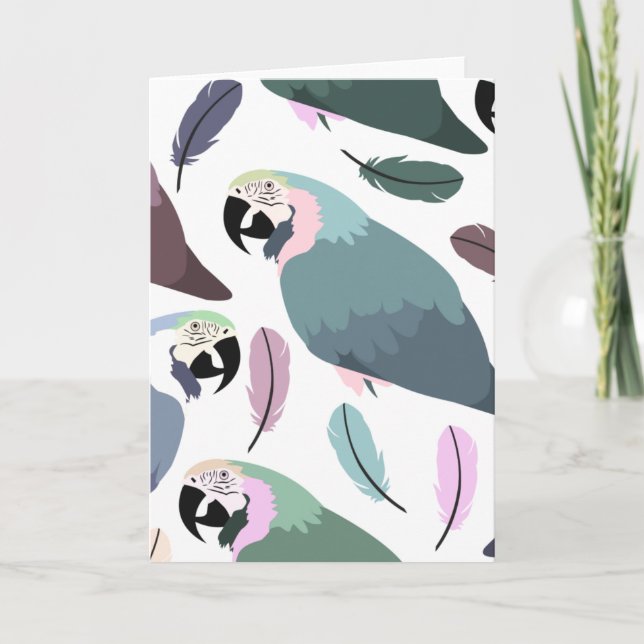 Modern Parrots Tropical Pattern  Kort (Framsida)