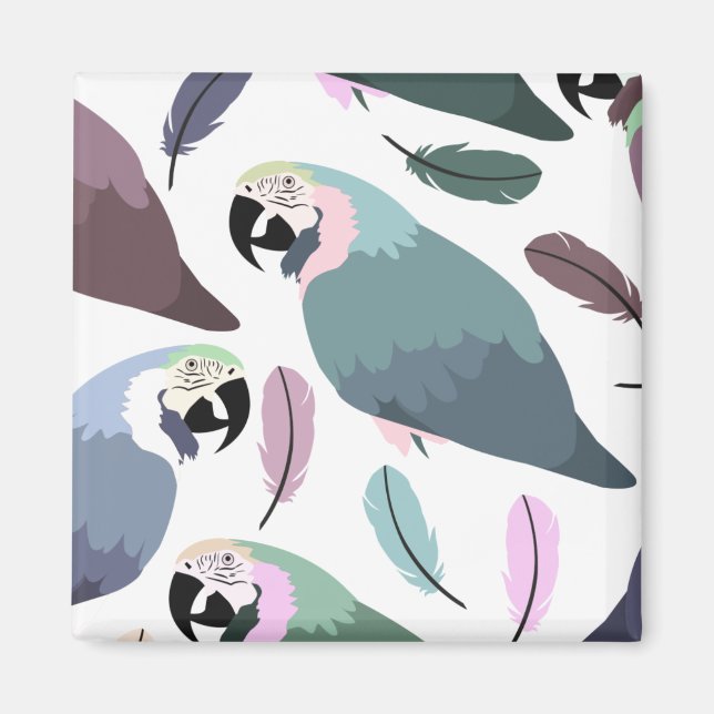 Modern Parrots Tropical Pattern  Magnet (Framsidan)