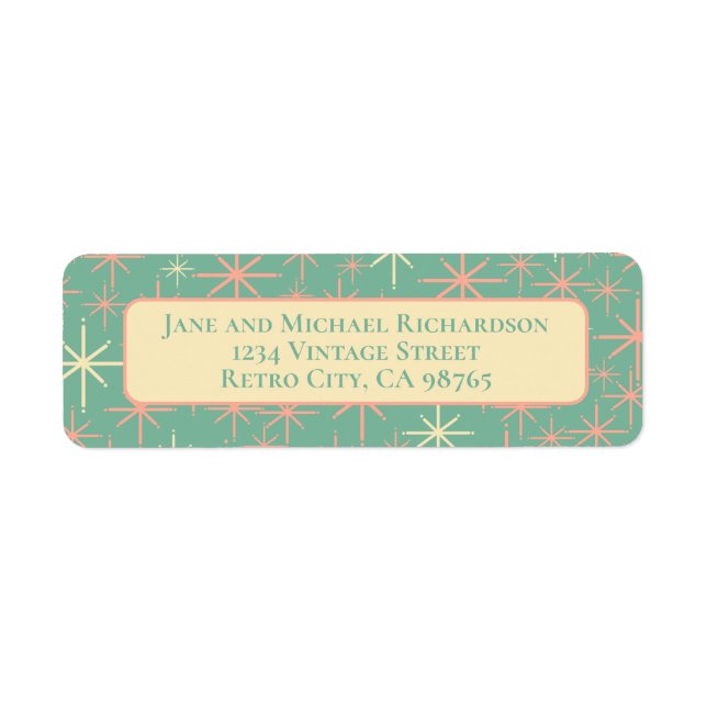 Modern partnersamverkan i mitten av århundradet returadress etikett (Framsidan)