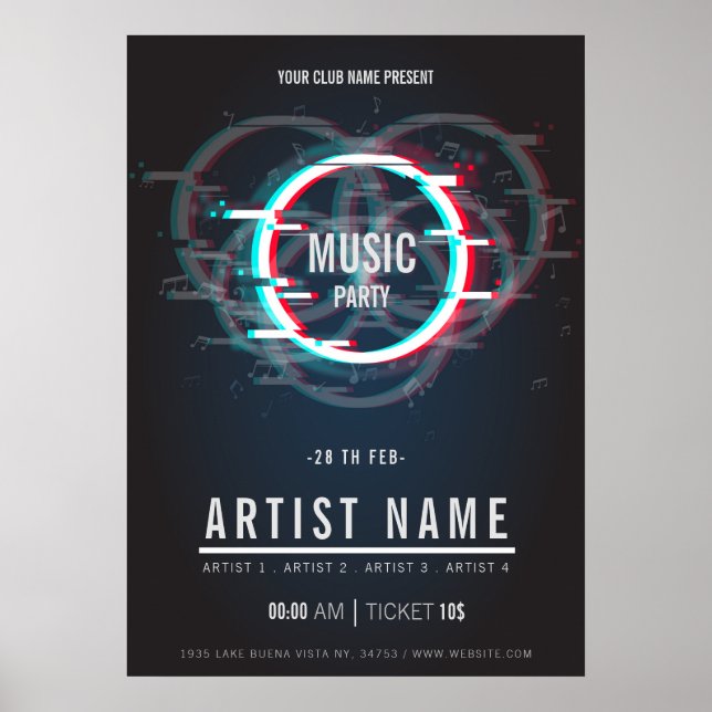 Modern party-flygarmeddelande Poster (Framsidan)