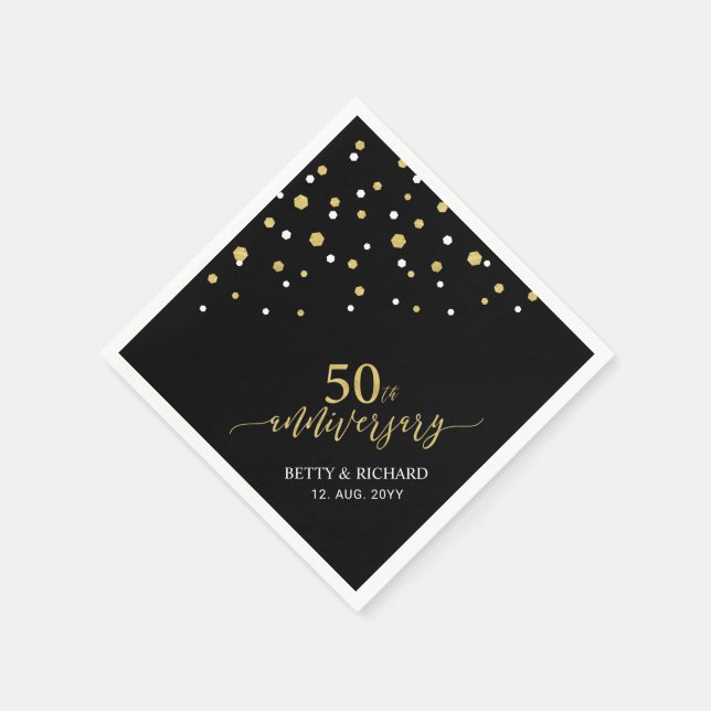 Modern Party Napkins, 50-årsjubileum för Guld & Bl Pappersservett (Hörn)