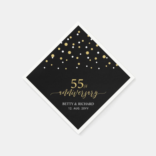 Modern Party Napkins, 55-årsjubileum för Guld & Bl Pappersservett (Hörn)