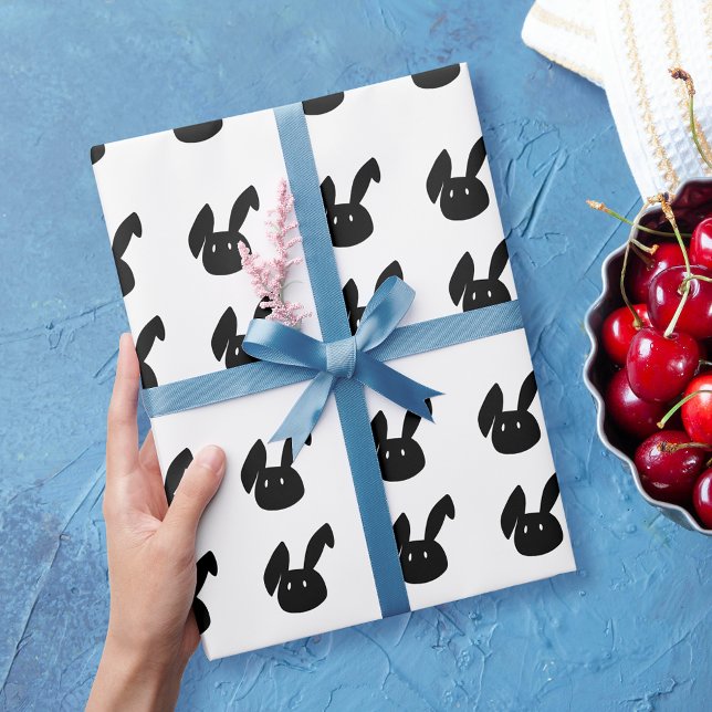 Modern Påsk Black and White Bunny Mönster Presentpapper (Skapare uppladdad)