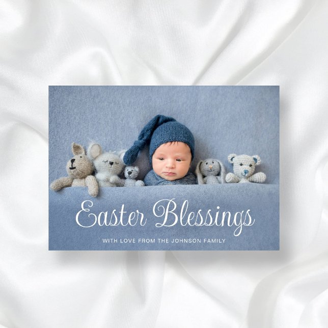 Modern Påsk Blesings Photo Julkort (Modern Easter Blessings Photo Holiday Card)