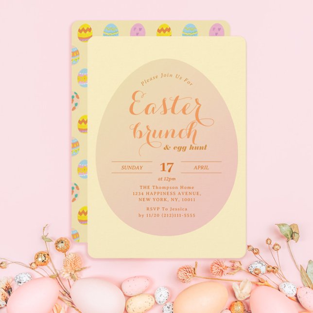 Modern Påsk Brunch Egg Hunt Soft Gult Inbjudningar (Skapare uppladdad)