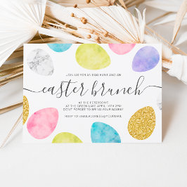 Modern påsk brunch guld pastel-vattenfärgsägg inbjudningar